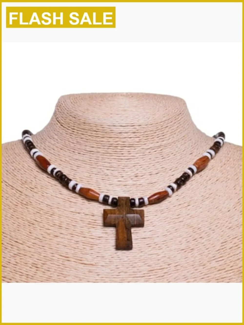 Hand Carved Wood Cross Necklace 18